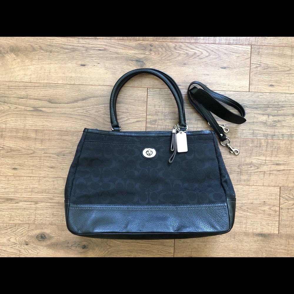 Coach Black Canvas Leather Large Tote/Shoulder Bag
